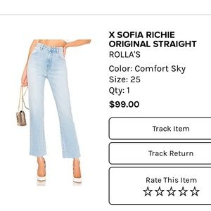 Rollas x Sofia Richie High Rise Straight Sz 25